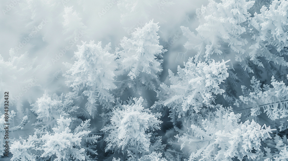Aerial view of a frost-covered forest in winter Aerial view of a frost-covered forest in winter