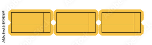 Yellow retro vintage blank tickets strip vector