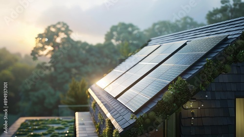 Wallpaper Mural Solar panels being integrated into the roof tiles of a new eco-friendly home. Torontodigital.ca