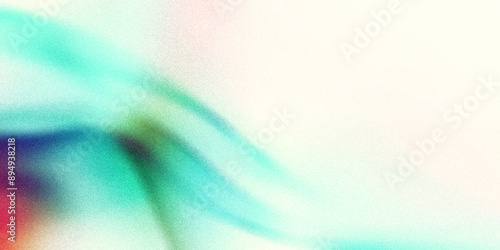 Ziarniste gradientowe tło w kolorach biały, zielony, szum tekstura na tapecie. Szablon baneru lub plakatu w stylu graficznym retro. Światła ledowe holo bokeh na projekcie okładki