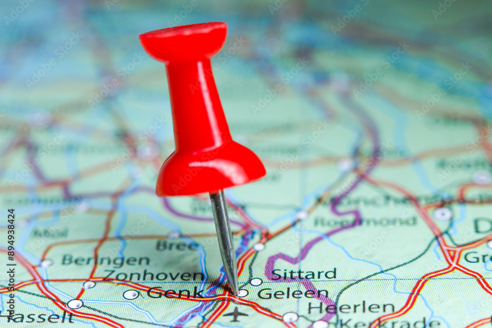 Geleen, Netherlands pin on map. Holland Geleen, Netherlands pin on map. Holland