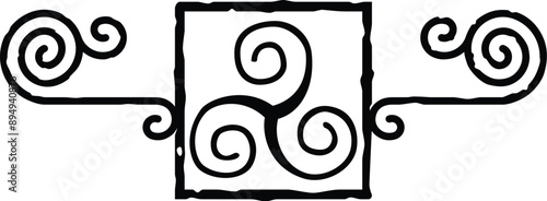Celtic Square Stamp - Spiral Lines, Irish Spiral