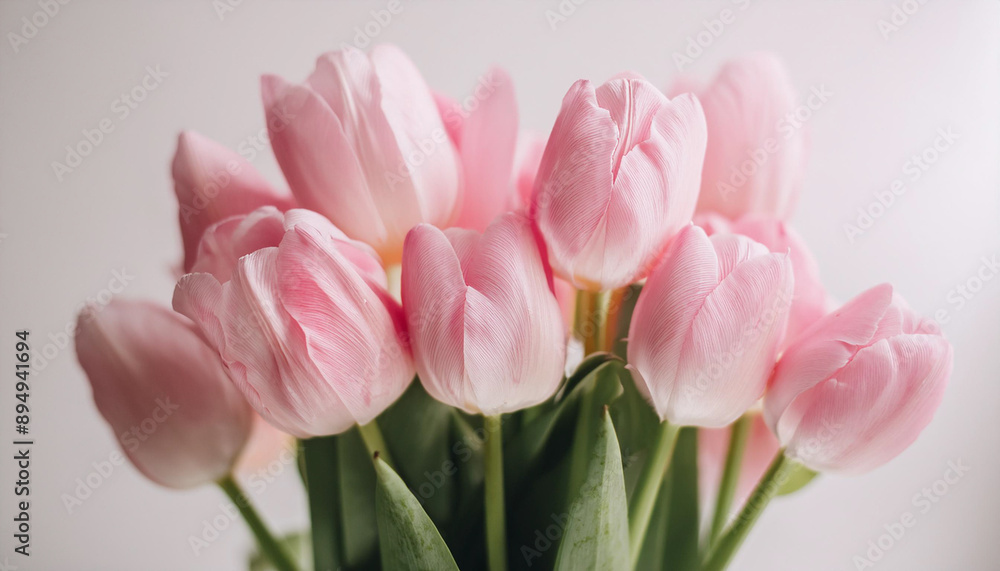 Pink tulip flowers bouquet on white background Pink tulip flowers bouquet on white background