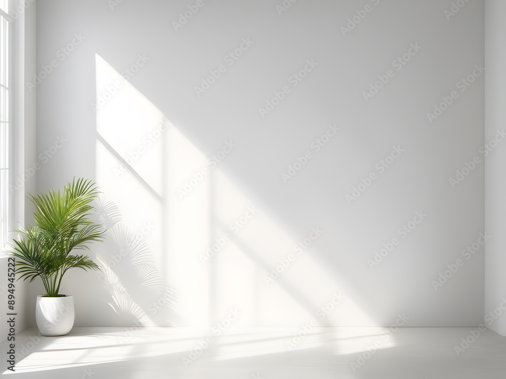 White empty room with a window and a plant. White empty room with a window and a plant.