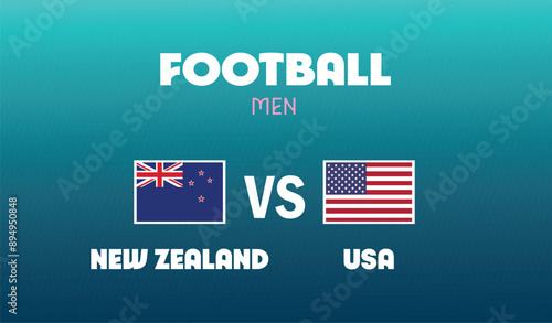 New Zealand Vs USA Match Football Men Games Sport 2024 Design Abstract Teams Countries Symbol Logo Vector Illustration