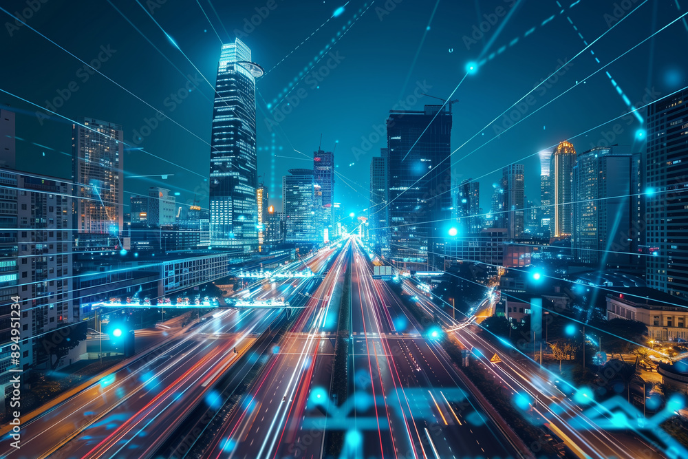 Ho Chi Minh city in Vietnam with smart city and communication network concept. Wireless telecommunication communication technology. Ho Chi Minh city in Vietnam with smart city and communication network concept. Wireless telecommunication communication technology.