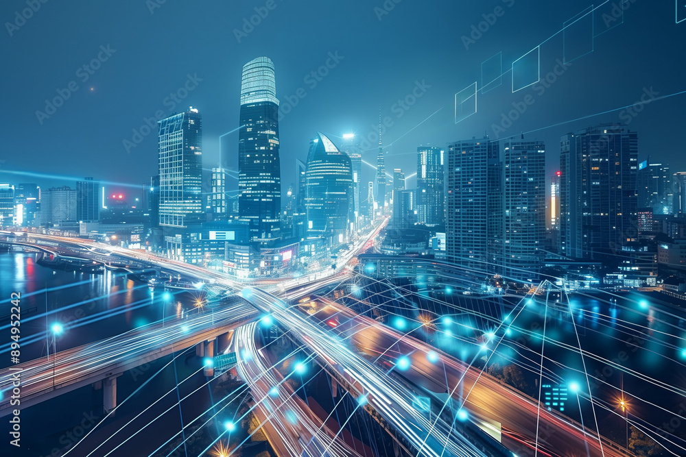 Ho Chi Minh city in Vietnam with smart city and communication network concept. Wireless telecommunication communication technology. Ho Chi Minh city in Vietnam with smart city and communication network concept. Wireless telecommunication communication technology.