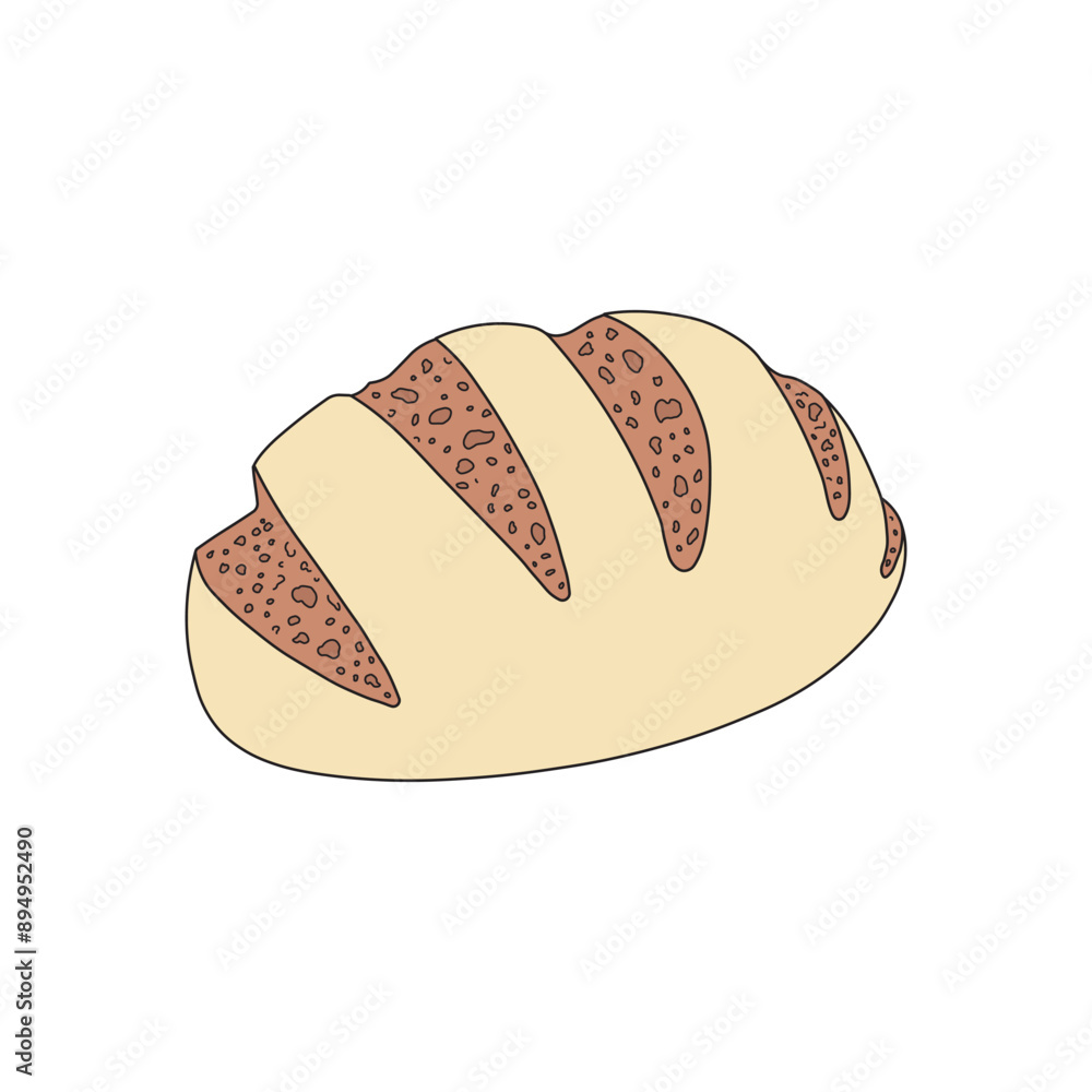 kids drawing cartoon Vector illustration sourdough bread icon Isolated on White kids drawing cartoon Vector illustration sourdough bread icon Isolated on White