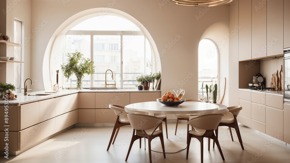Modern Kitchen with Arched Window and Natural Light: A minimalist ...