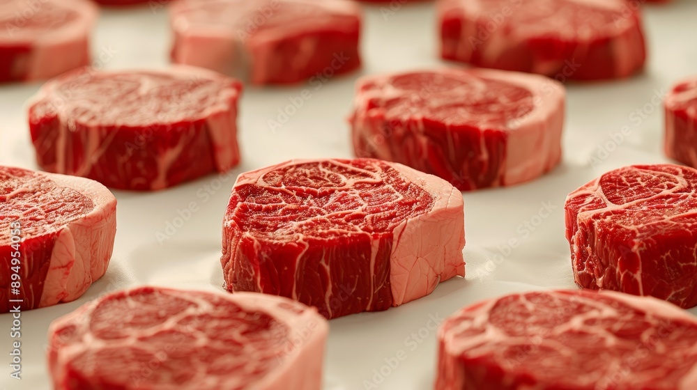 A close up of many pieces of red meat A close up of many pieces of red meat