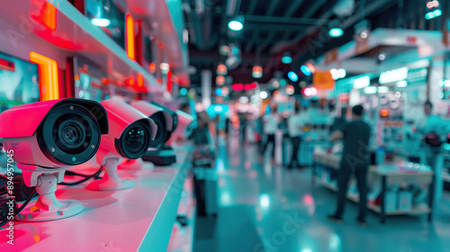 Wallpaper Mural A photograph of a display of various surveillance cameras in a tech store Torontodigital.ca