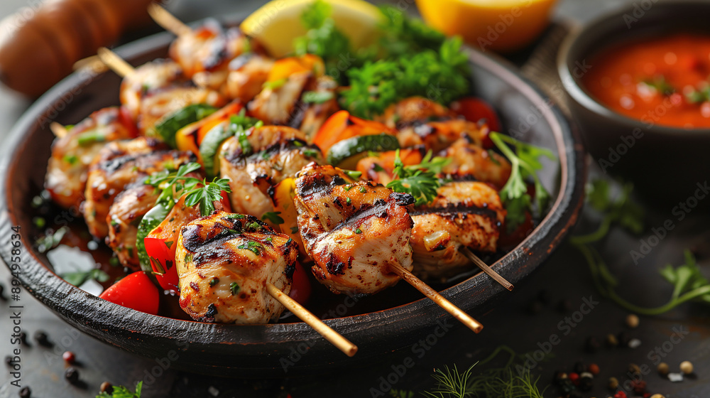 Delicious Grilled Chicken Skewers with Vegetables Delicious Grilled Chicken Skewers with Vegetables