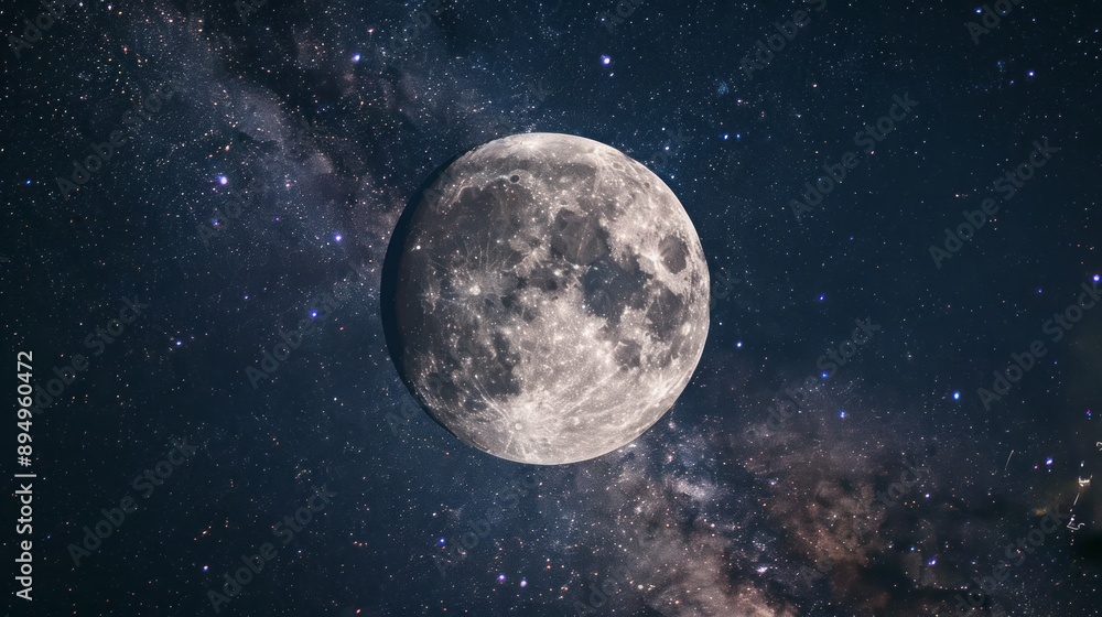 Fototapeta premium moon with milky way background