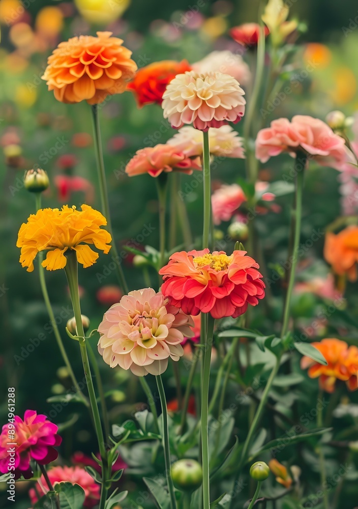 Close Up Of Colorful Dahlias In A Garden Close Up Of Colorful Dahlias In A Garden