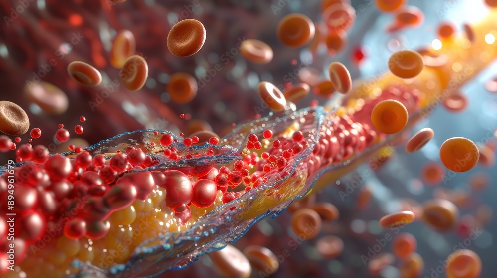 ภาพประกอบสต็อก Fat clogs blood. The accumulation of excess fat ...