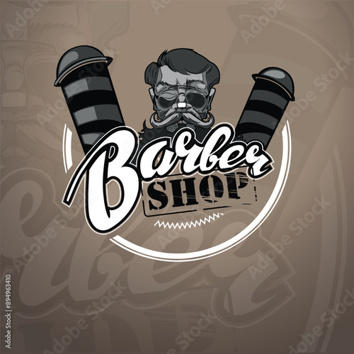 Barber shop logo and hair care.