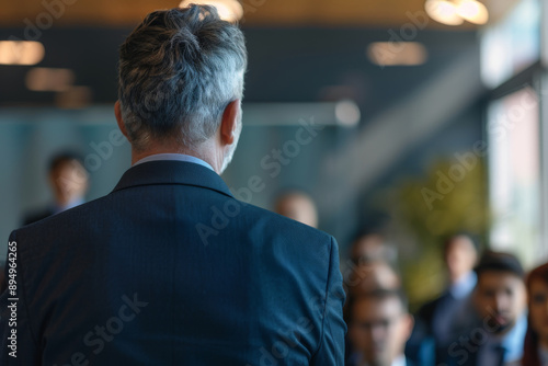 A CEO stands in front of a group of people, outlining the company vision © Sunday Cat Studio