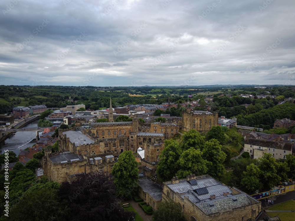 Fototapeta premium Durham castle aerial view, Northumberland, England