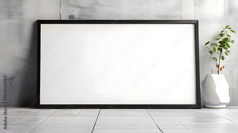Square frame with poster mockup Square frame with poster mockup