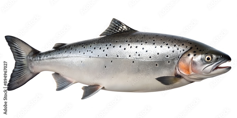 Obraz premium Atlantic salmon fish isolated on a white background AI-Generated Content