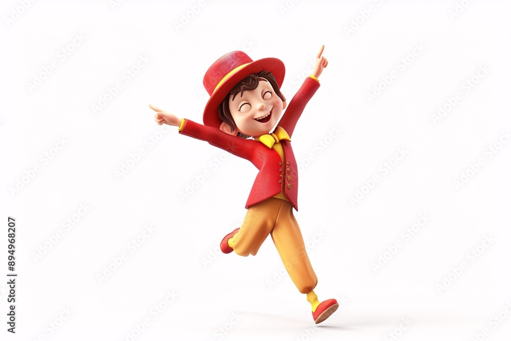 Colorful 3D Cartoon Character Dancing in Costume on White Background - Fun and Vibrant Dance Concept Illustration Colorful 3D Cartoon Character Dancing in Costume on White Background - Fun and Vibrant Dance Concept Illustration