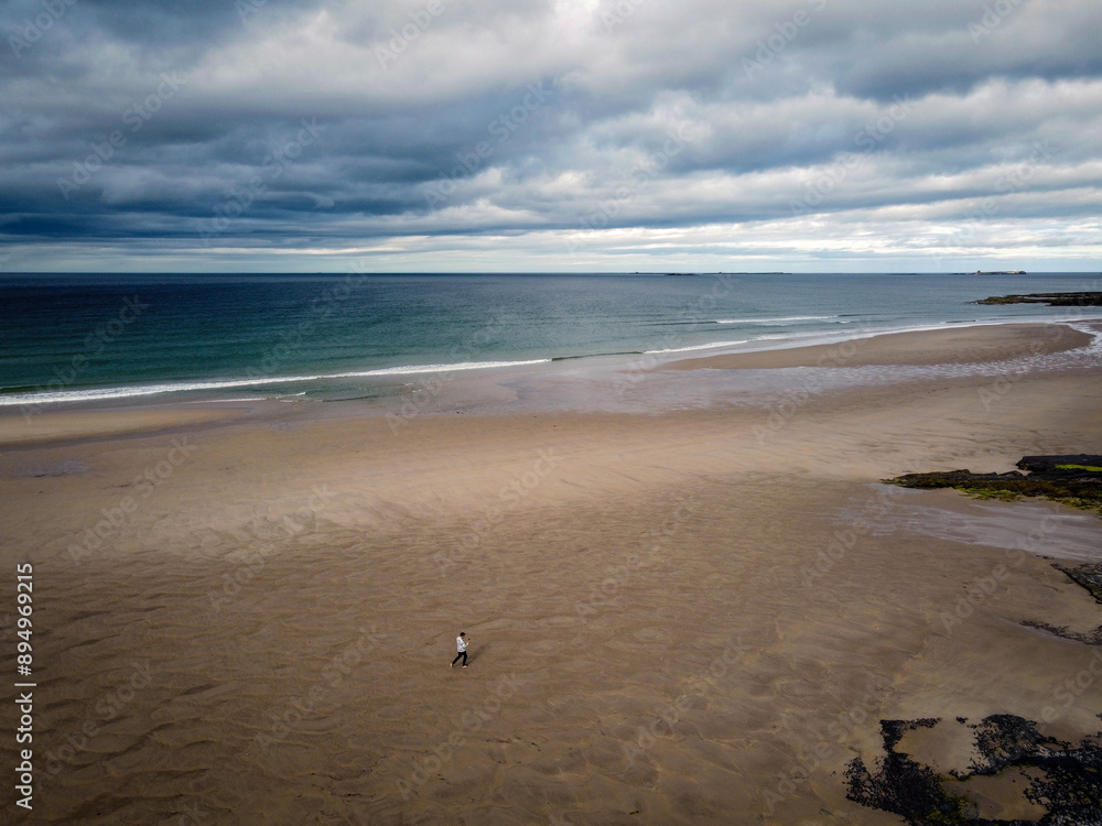 North Sea coast view near Bamburgh, Northumberland, England