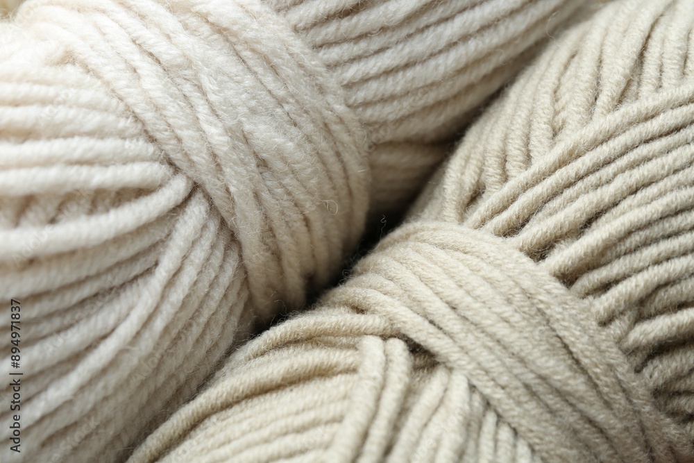 Two skeins of yarn as background, above view. Knitting material Two skeins of yarn as background, above view. Knitting material
