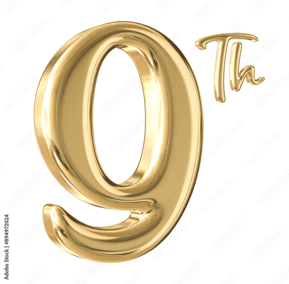 9th Anniversary Gold Number 3D 9th Anniversary Gold Number 3D