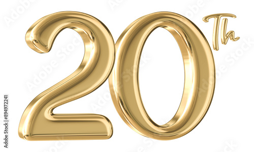 20th Anniversary Gold Number 3D