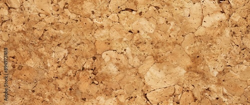 A close-up of a textured brown cork surface with an uneven and grainy appearance. © panumas