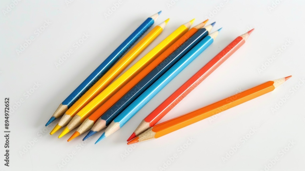 Vibrant pencils on white background art tools Vibrant pencils on white background art tools