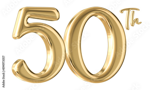 50th Anniversary Gold Number 3D