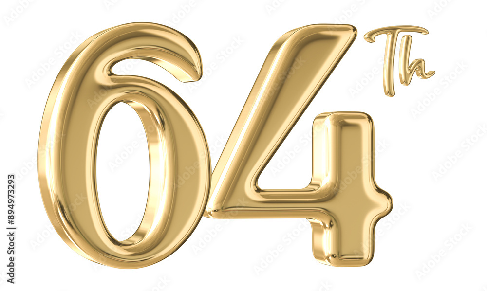 64th Anniversary Gold Number 3D 64th Anniversary Gold Number 3D