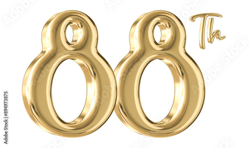 88th Anniversary Gold Number 3D photo