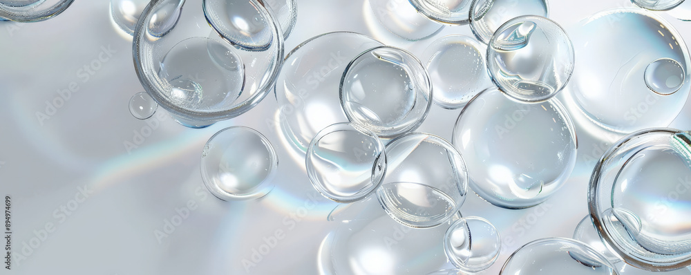 Multiple bubbles overlapping slightly on a blank white canvas, creating an interesting visual effect with light and shadows. Multiple bubbles overlapping slightly on a blank white canvas, creating an interesting visual effect with light and shadows.