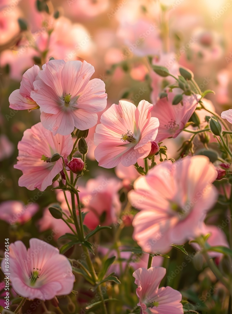 Obraz premium Close Up Pink Flowers In A Garden