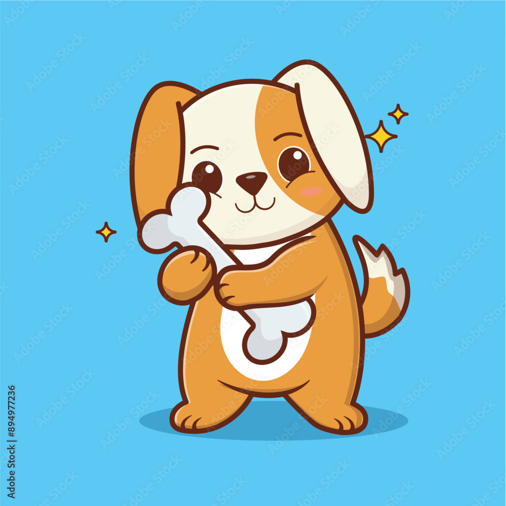 Obraz premium adorable puppy hugging a bone