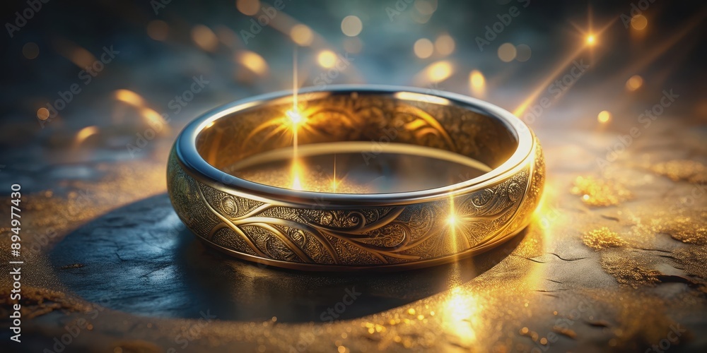 Mystical ring of power with elvish engravings, fantasy, magic, enchanted, precious, artifact, evil, corrupt, Tolkien Mystical ring of power with elvish engravings, fantasy, magic, enchanted, precious, artifact, evil, corrupt, Tolkien