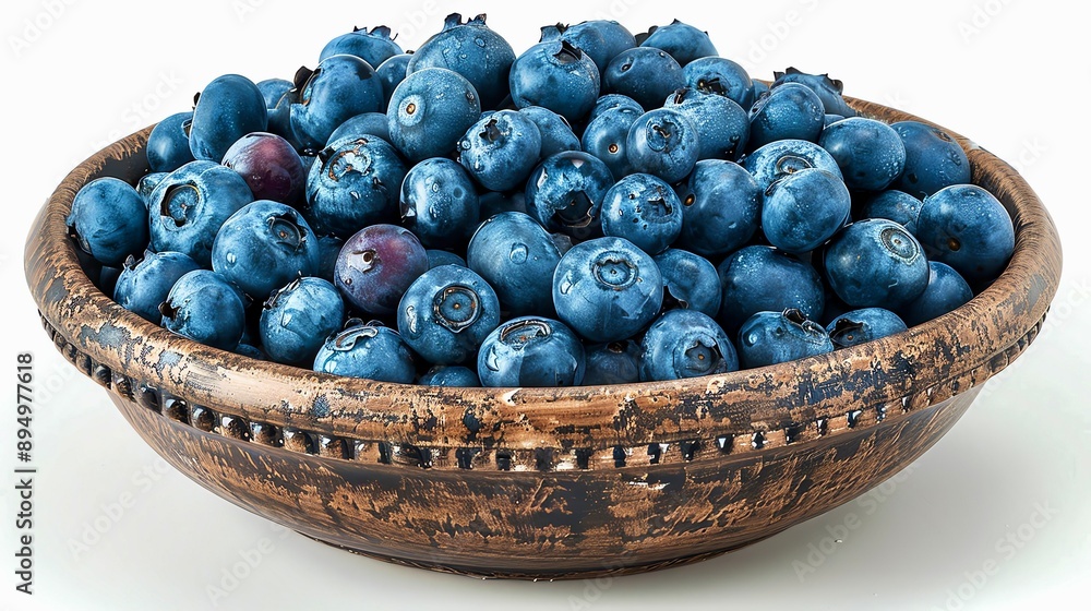 Fresh blueberries in a bowl, antioxidantrich, highquality photo, isolated on white background Fresh blueberries in a bowl, antioxidantrich, highquality photo, isolated on white background