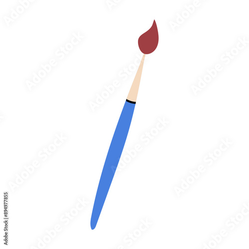 A cute illustration of an art brush. Doodle painting tool. Back to school simple icon.