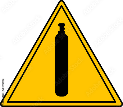 Yellow Sign Compressed Gas. Vector Icon. Danger Warning Sign