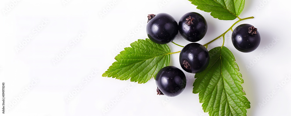 top view close up berry Black currant with leaf isolated on white background top view close up berry Black currant with leaf isolated on white background