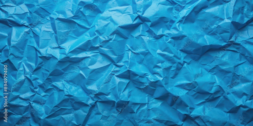 Obraz premium Bright blue crumbled paper texture background, blue, crumpled, paper, texture, background, vibrant, shiny, colorful, vibrant