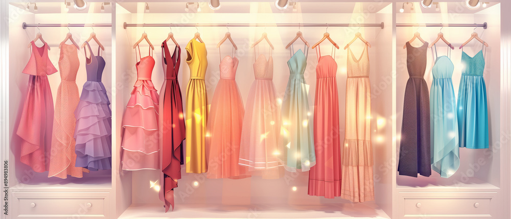 Elegant and Magical Wardrobe with Modern Dresses Elegant and Magical Wardrobe with Modern Dresses