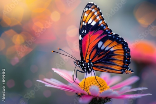 A butterfly is sitting on a pink flower