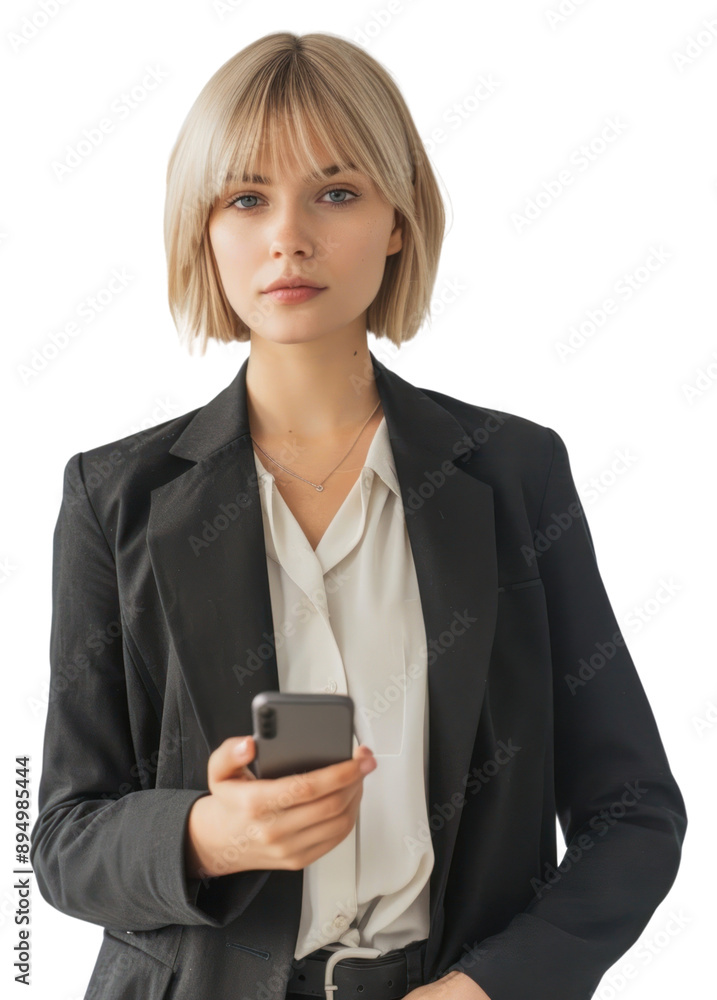 PNG Professional woman holding smartphone PNG Professional woman holding smartphone
