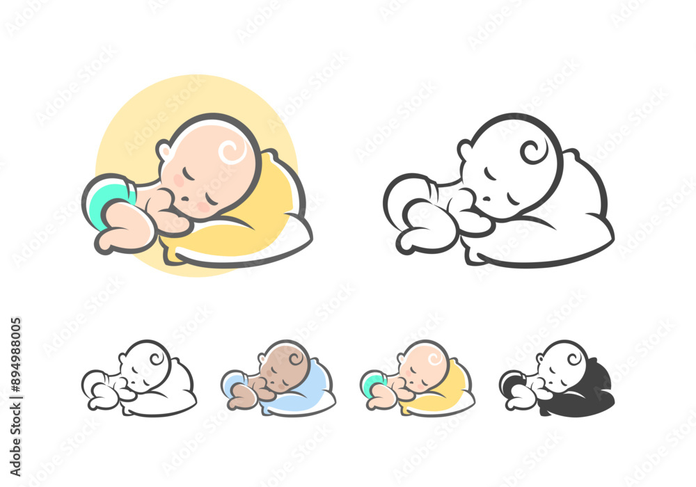 Sleeping Baby on Pillow Logo Sleeping Baby on Pillow Logo