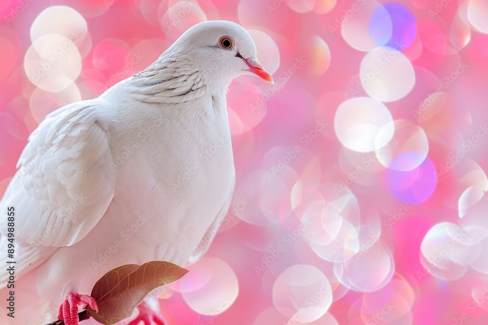 Obraz premium Symbolic Dove with Leaf Branch for Peace and Water.