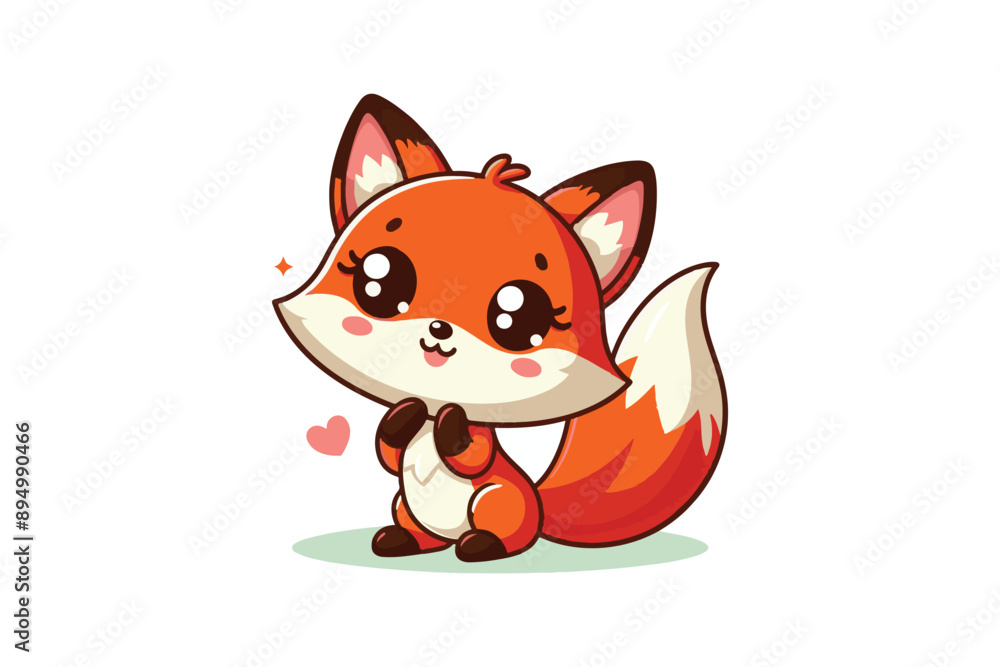 Obraz premium a little fox is happy. Animal Character. Cartoon style