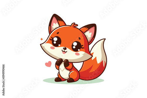 a little fox is happy. Animal Character. Cartoon style